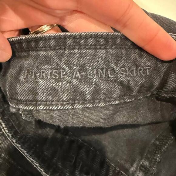 American Eagle High Rise A-Line Button Down Black Denim Skirt Women's 00 Preppy - Picture 7 of 7